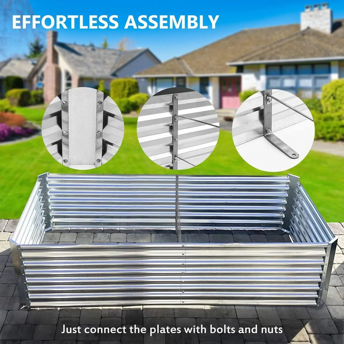 Galvanized Raised Garden Bed With Trellis For Vegetables And Flowers