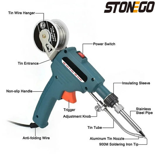 Stonego Hand Held Internal Heating Soldering Iron Automatic Tin Gun Soldering Station Welding Repair Tool 110V 220V