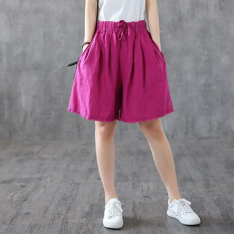 RankSweet Women Cotton Bermuda Knee Length Loose Shorts