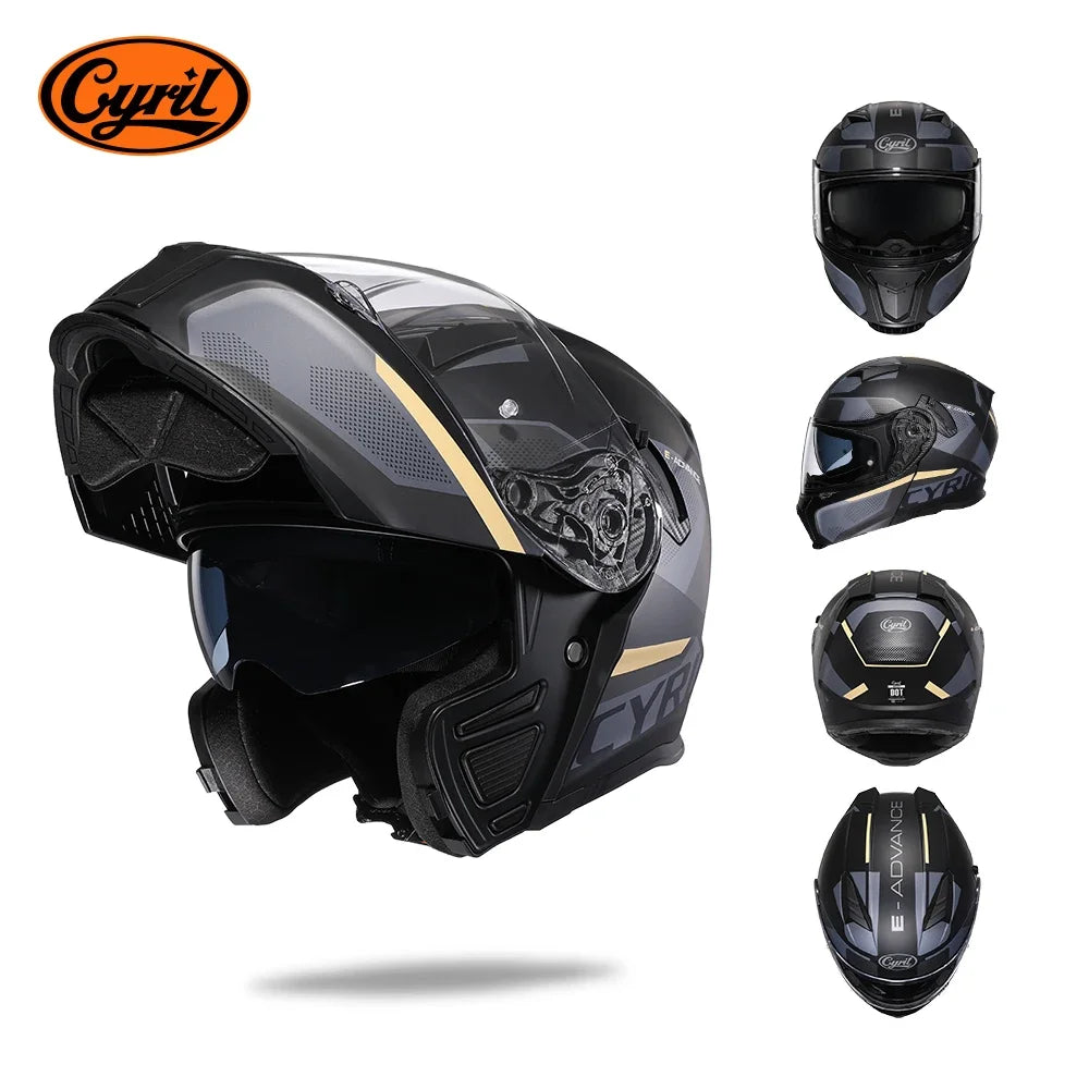 CYRIL Dual Visor Modular Motorcycle Helmet DOT Approved