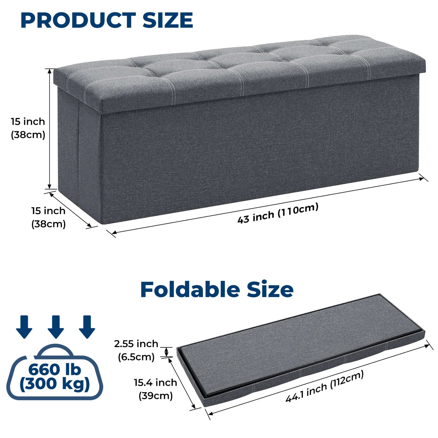 Hommpa Storage Ottoman Bench With Divider And Foot Stool