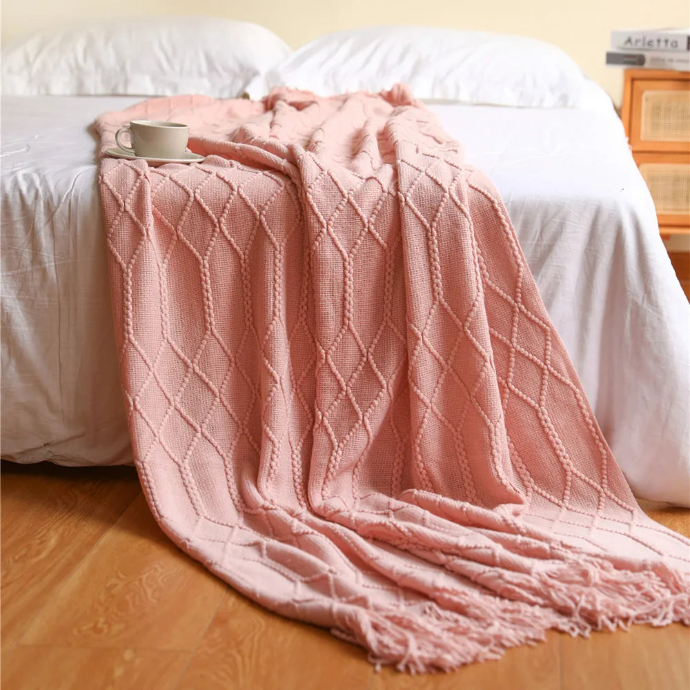 Nordic Stripes Throw Blanket Sofa Cover Bed End Towel Bedroom Decoration Leisure Soft Shawl Warm Boho Decor Bedspread