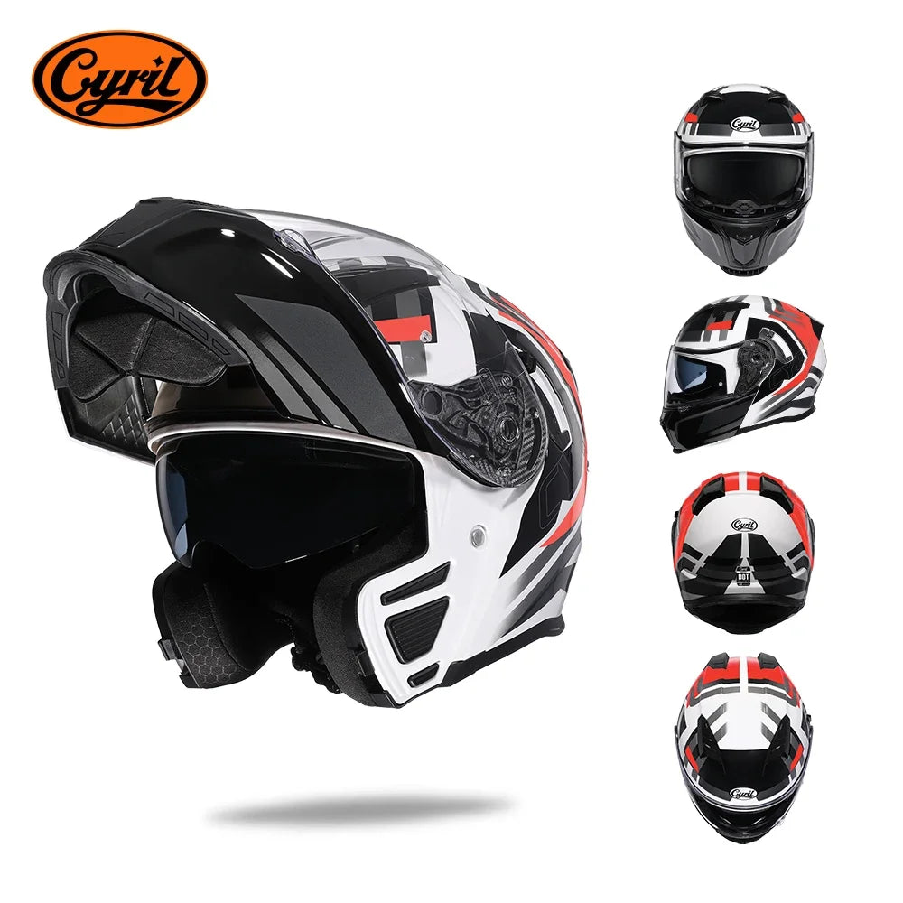 CYRIL Dual Visor Modular Motorcycle Helmet DOT Approved