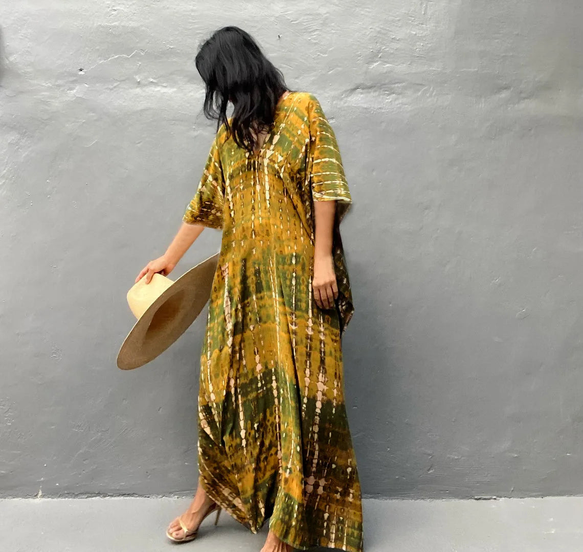 Plus Size Women Beach Coverup Casual Kaftan Swimwear Dress