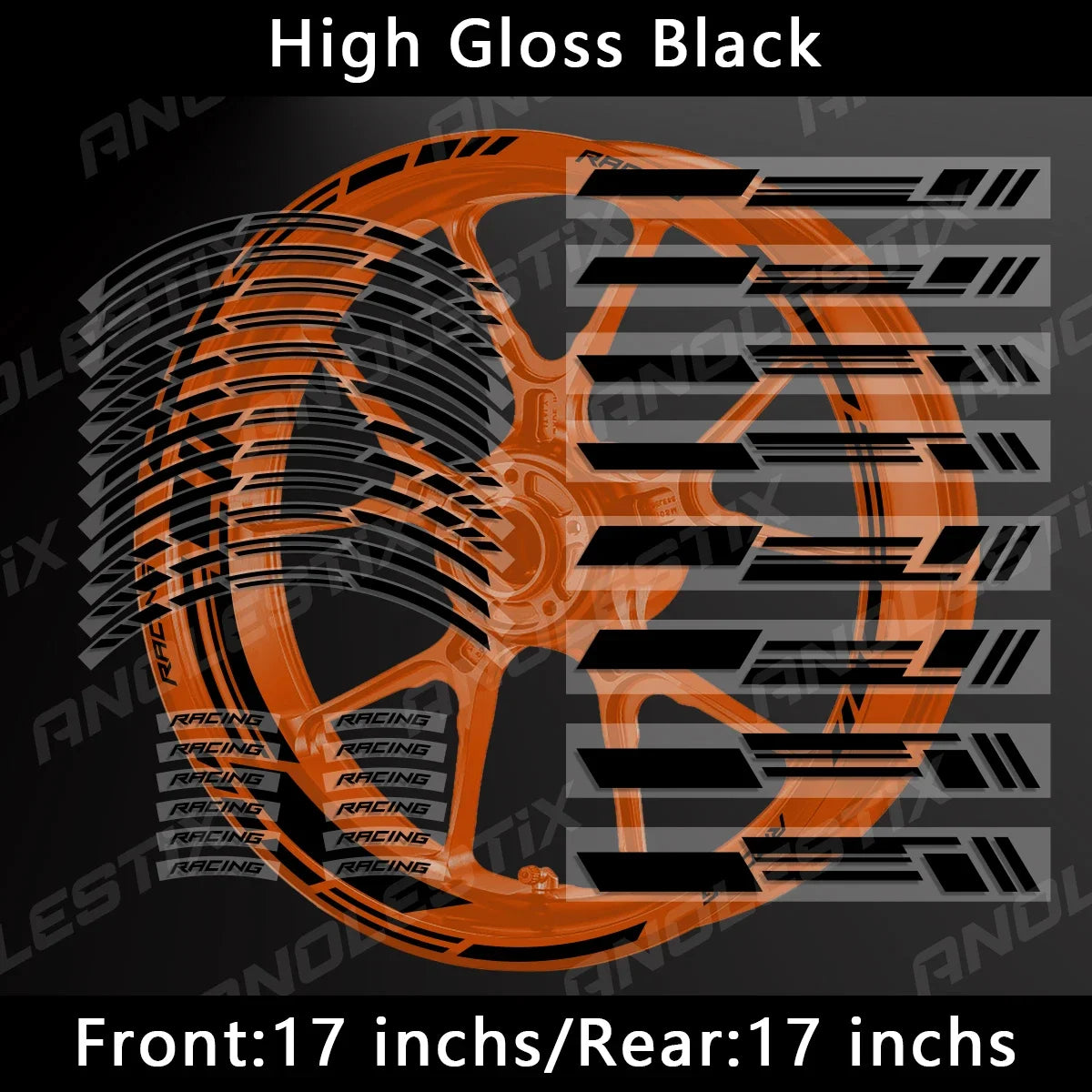 AnoleStix Reflective Motorcycle Wheel Stickers Rim Decal Kit