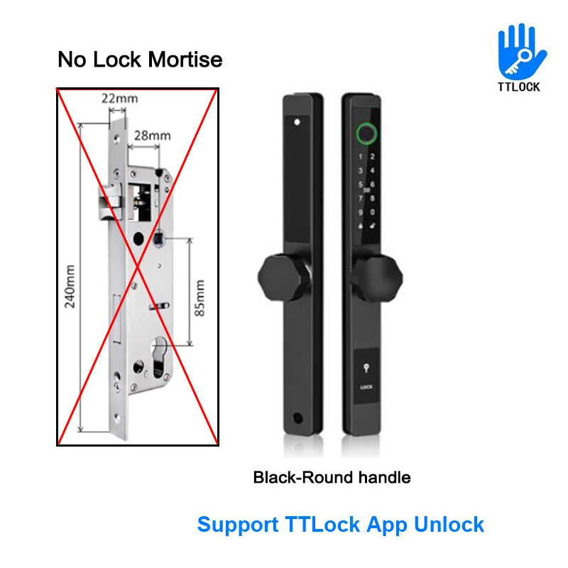 ZhdCookey Electronic Door Lock APP Remote Unlock Waterproof Fingerprint IC Card Password Aluminum Alloy Sliding Door Smart Lock