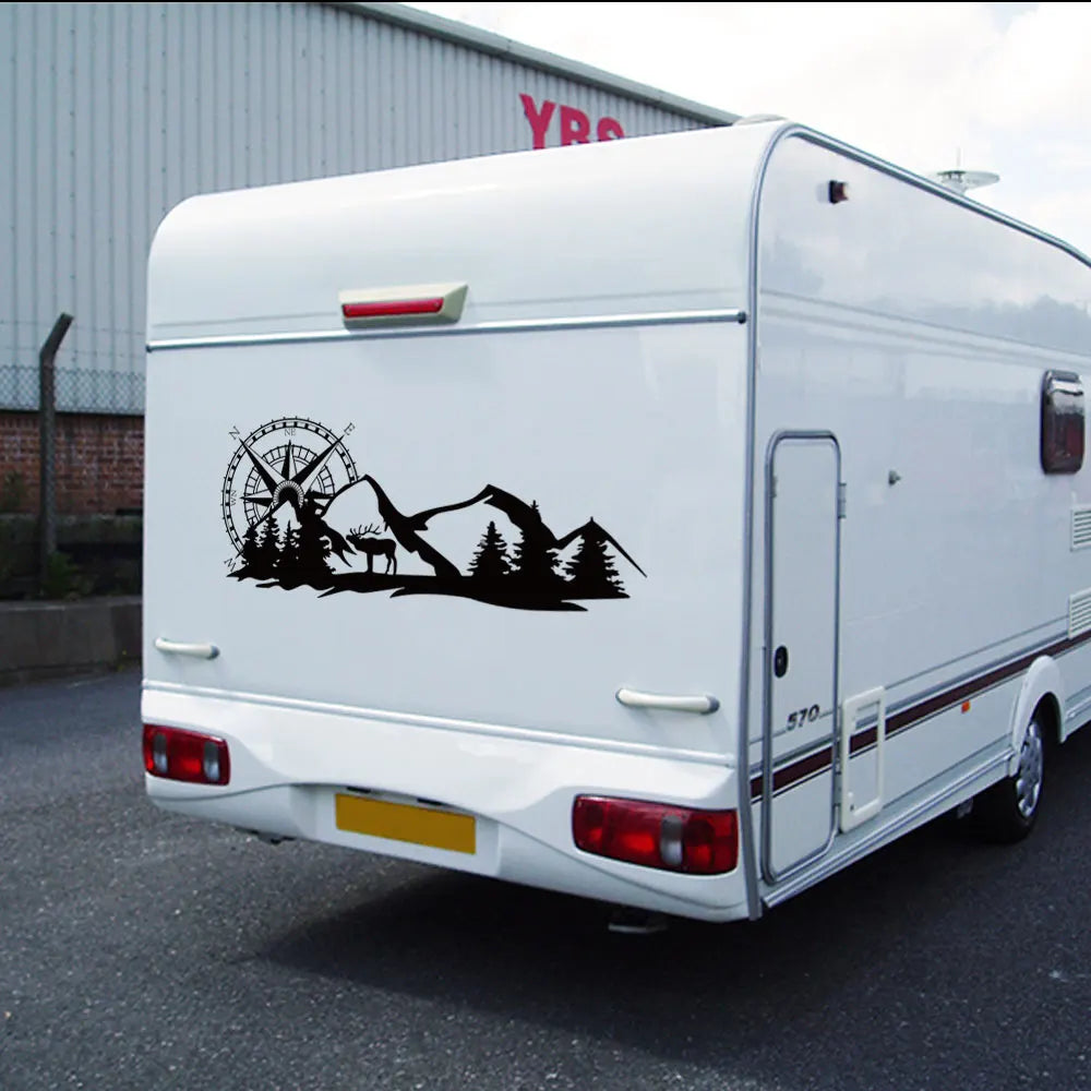 2PCS Car Stickers Mountain Graphics for Motorhome Horsebox Caravan RV Camper Van Body Decor Vinyl Decals Accessories