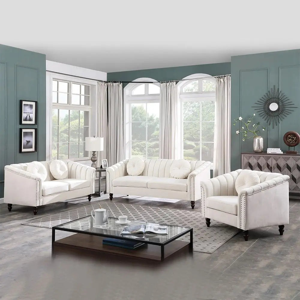 CN Guangdong Microfiber 3Piece Sectional Sofa Set With Double Spring