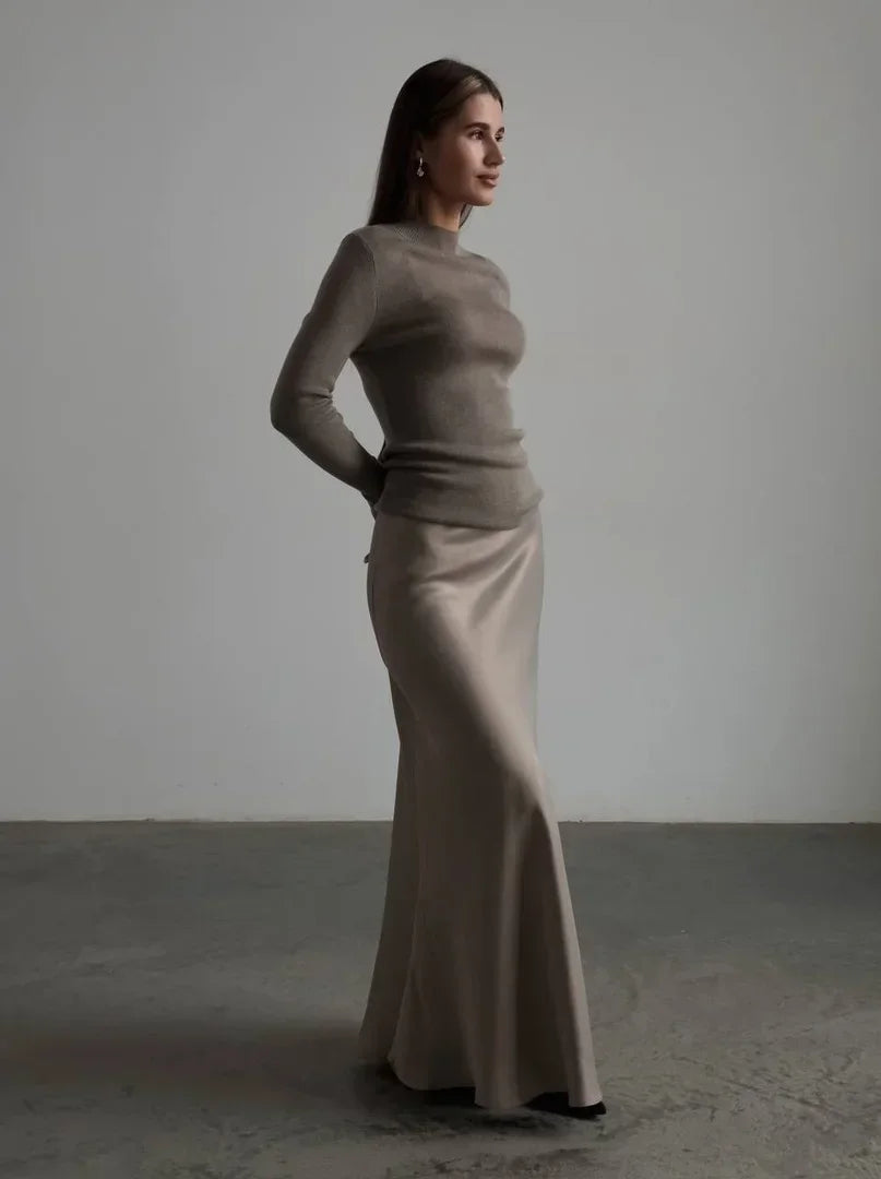Elegant Women's Satin Maxi Skirt for Spring and Summer