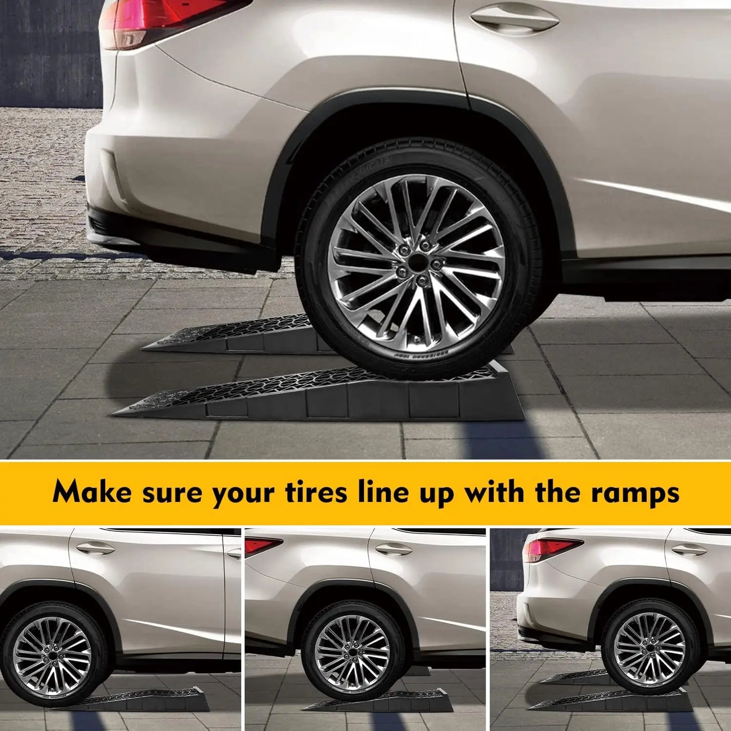 Low Profile Plastic Durable Car Service Ramps 3 Ton Pack