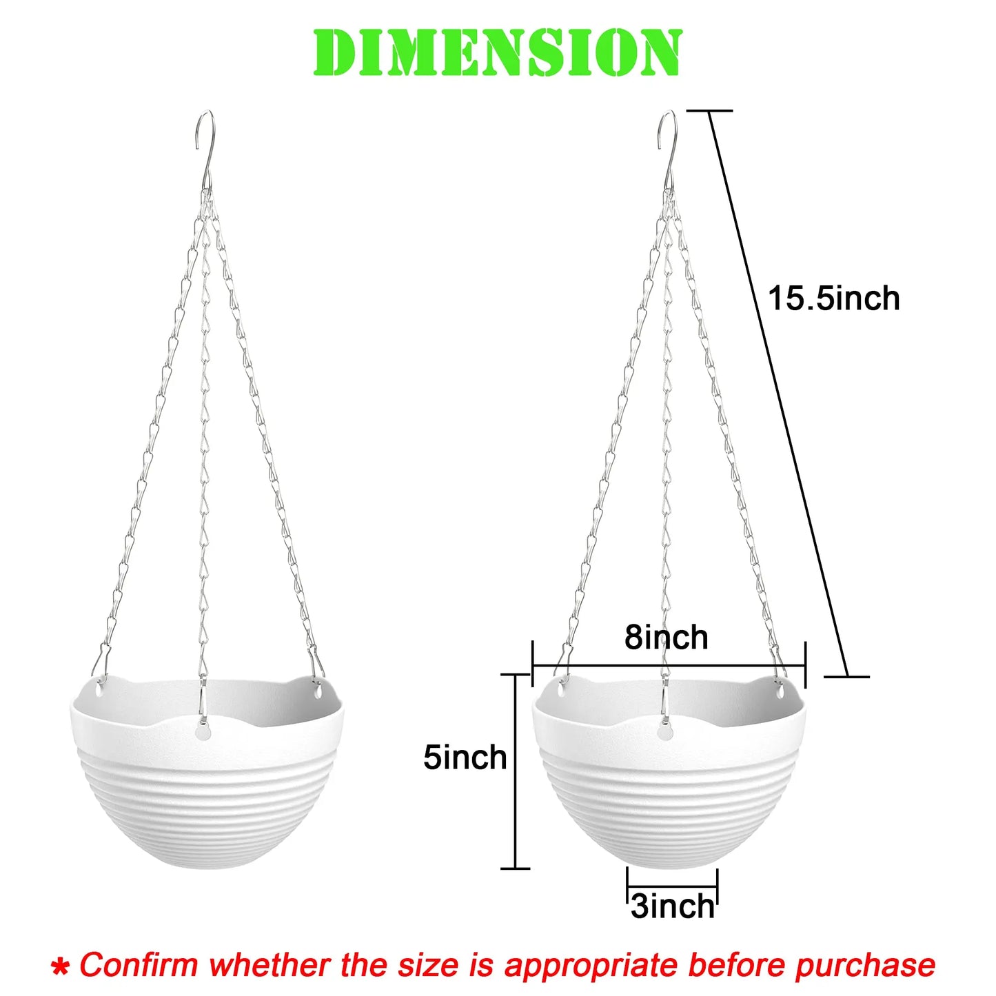 Choice 4 Pack Hanging Planters Indoor Outdoor Drain Holes