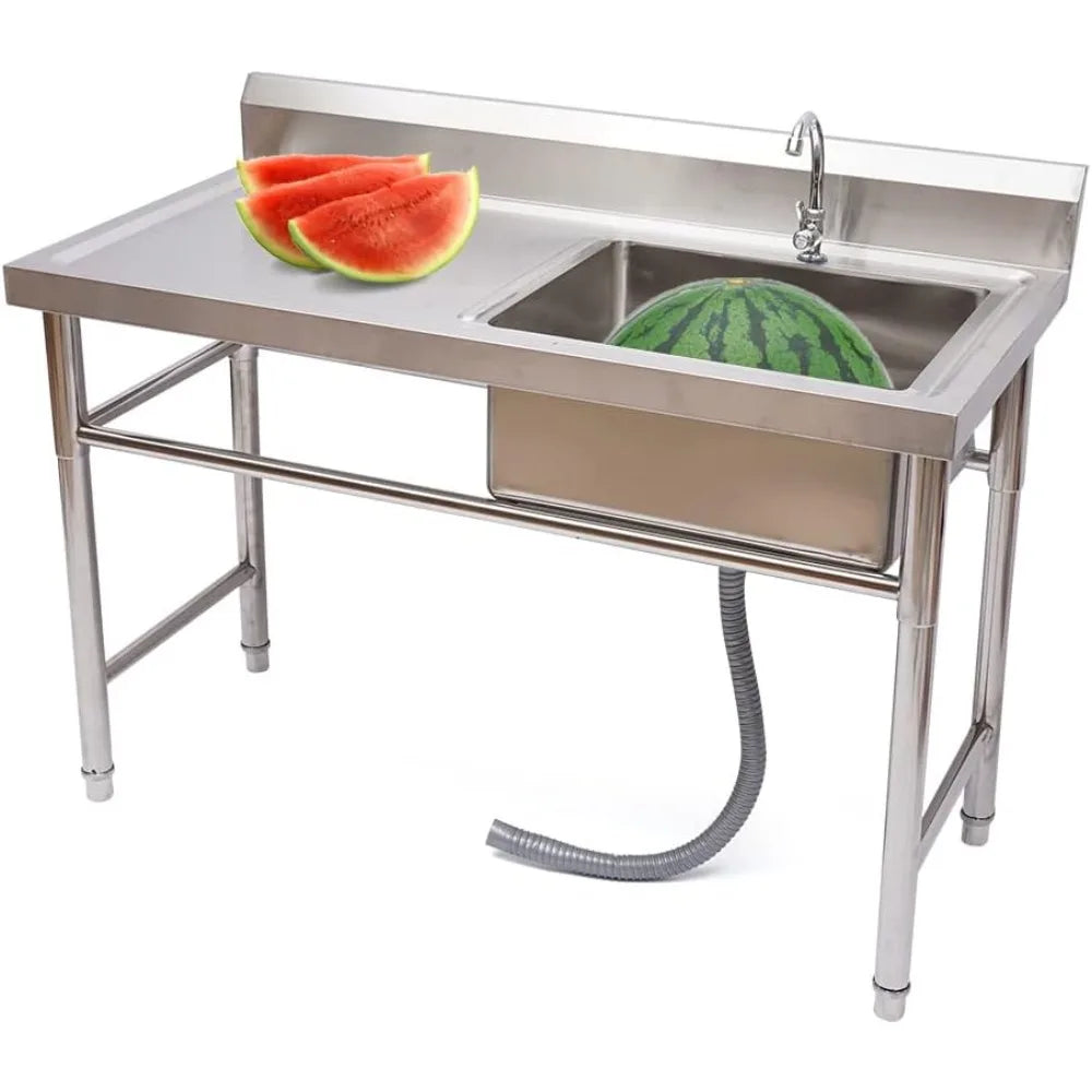Stainless Steel Utility Sink Freestanding Kitchen Workbench