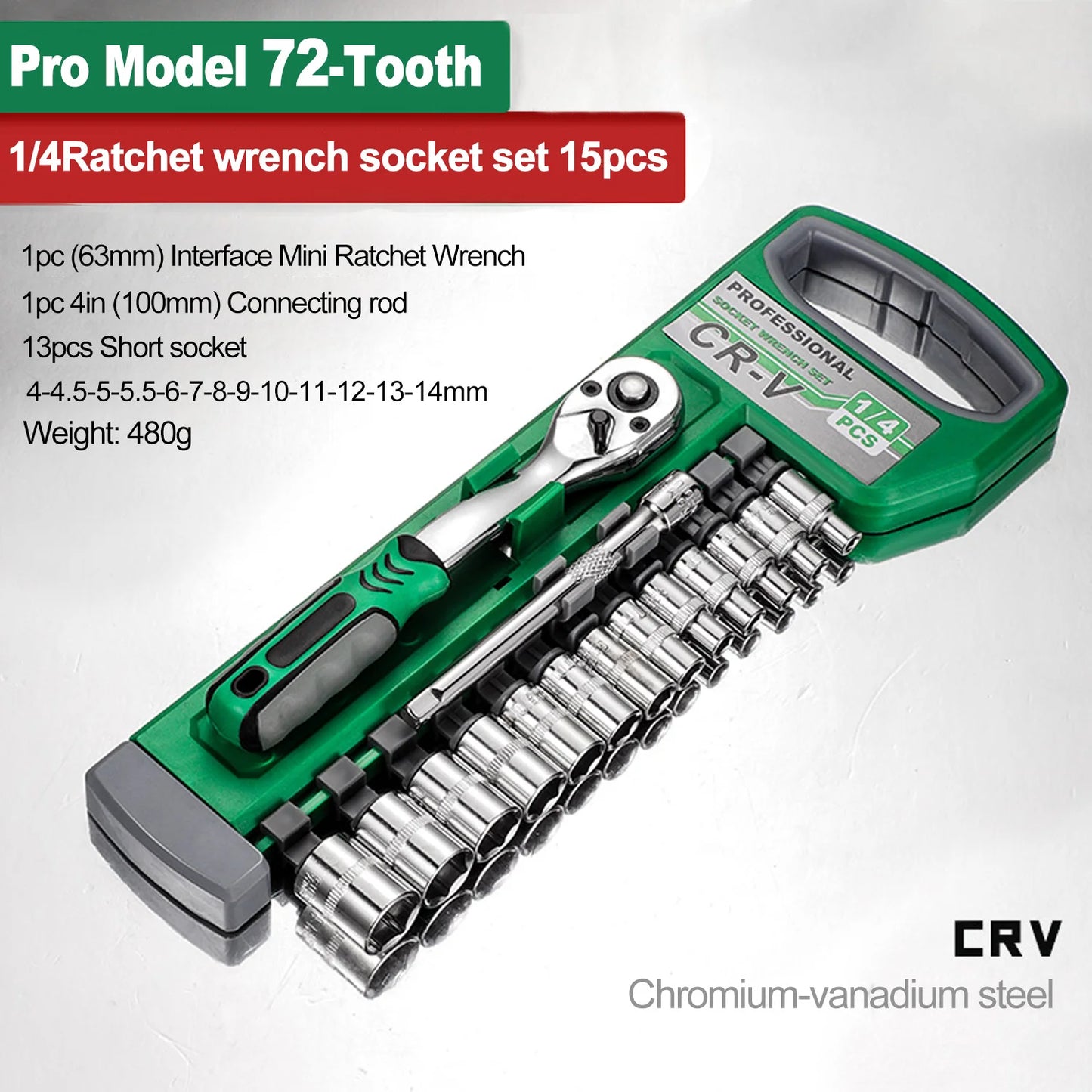 Ratchet Socket Wrench Set With Quick Release Reversible Handle