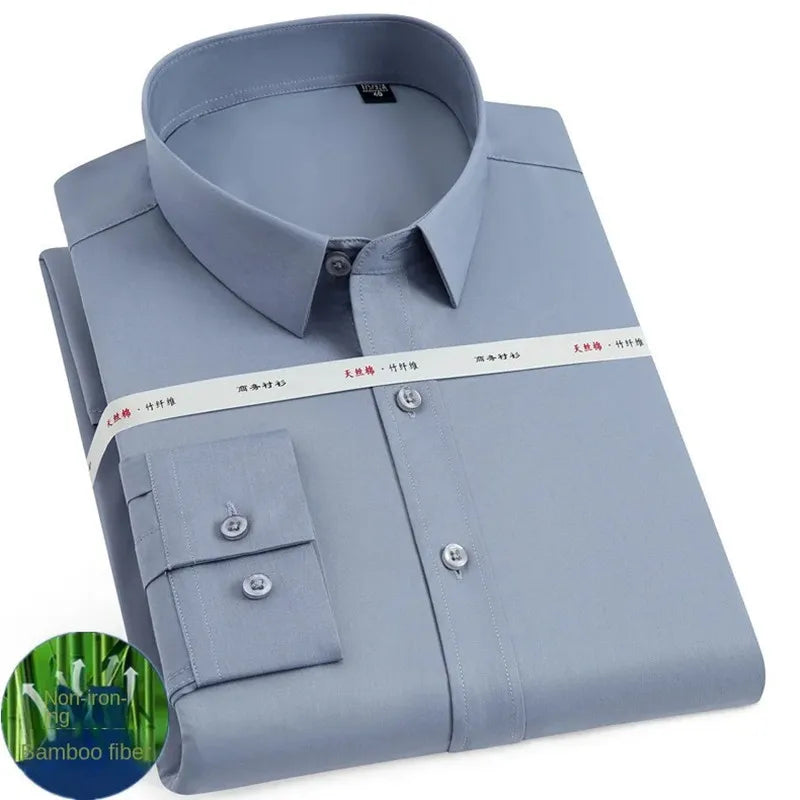 Men's Bamboo Fiber Long Sleeve Business Shirt for Any Occasion