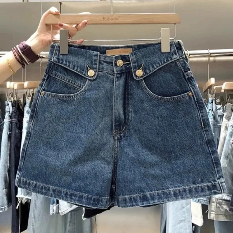 CN Zhejiang Women High Waisted Loose Fit Denim Shorts