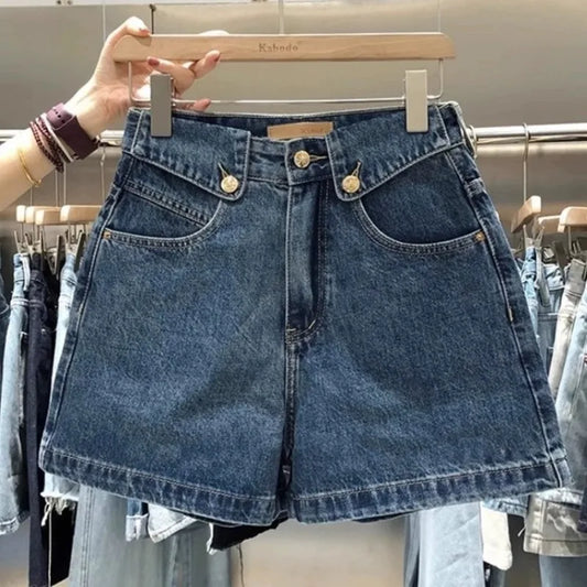 CN Zhejiang Women High Waisted Loose Fit Denim Shorts
