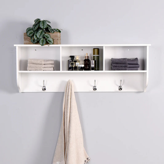 General Use Rustic Wood Coat Rack Wall Mounted With Shelf