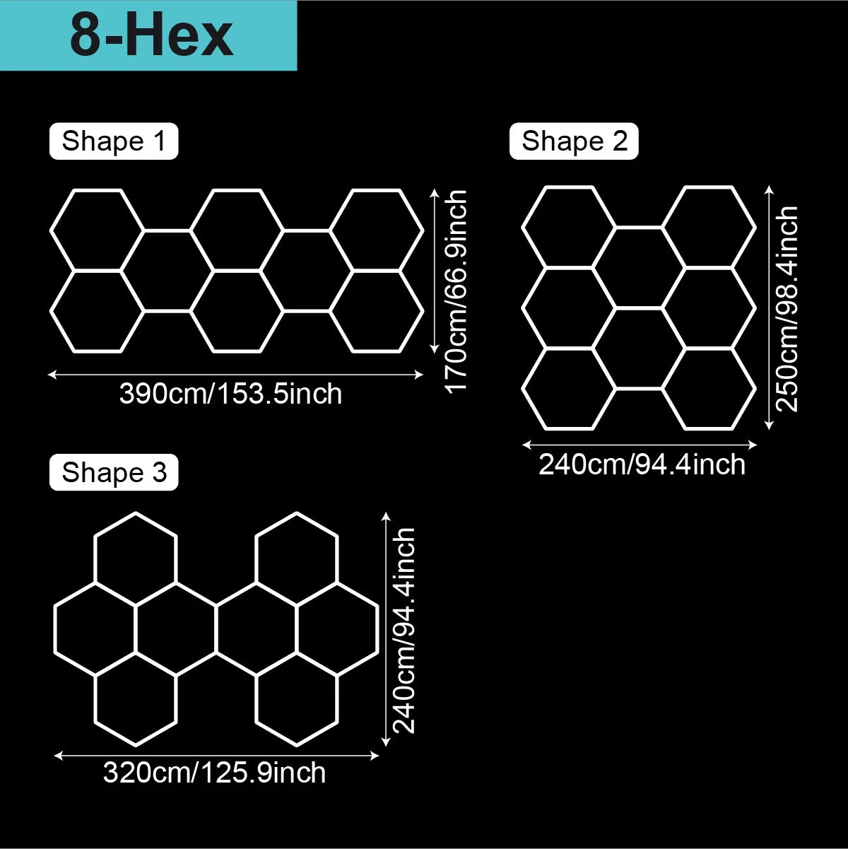 Garage Lights Hexagon Lamp 110-240V LED Tube Honeycomb Ceiling Lighting for Workshop Car Showroom Auto Body Repair Gym