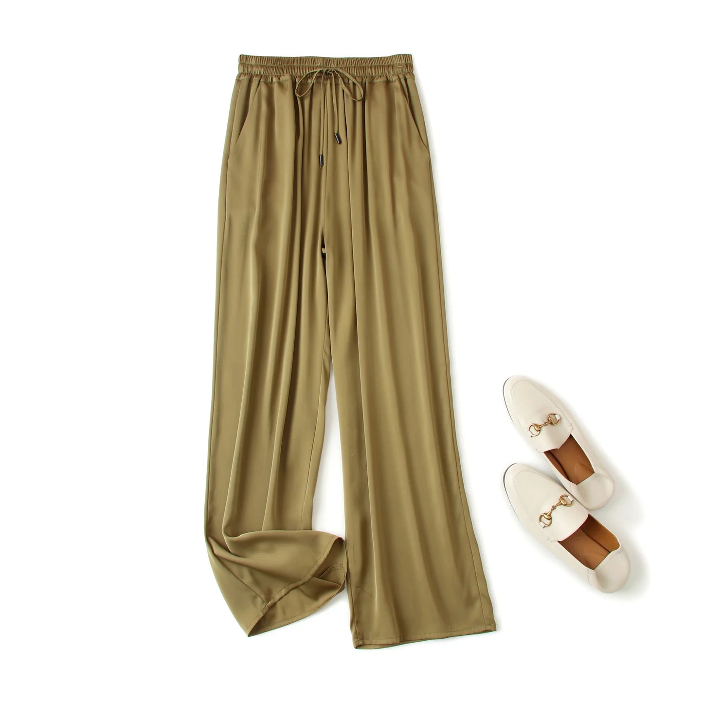 Women's Natural Silk Casual Pants for Summer Comfort