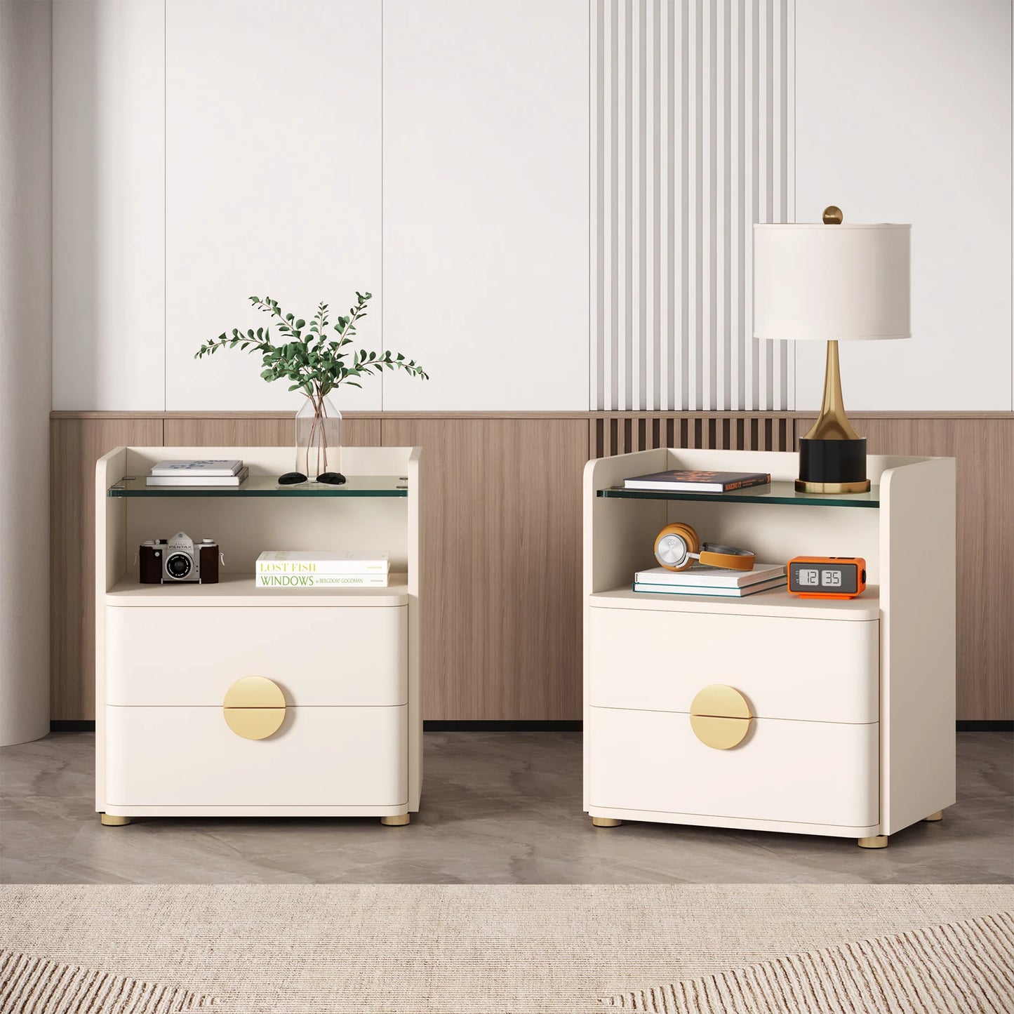 Tribesigns Nightstands 2 Drawer Modern Night Stand Storage