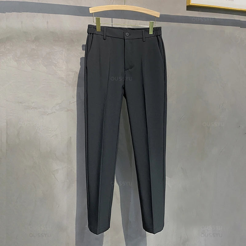 Men's Casual Slim Fit Elastic Waist Trousers for Everyday Wear