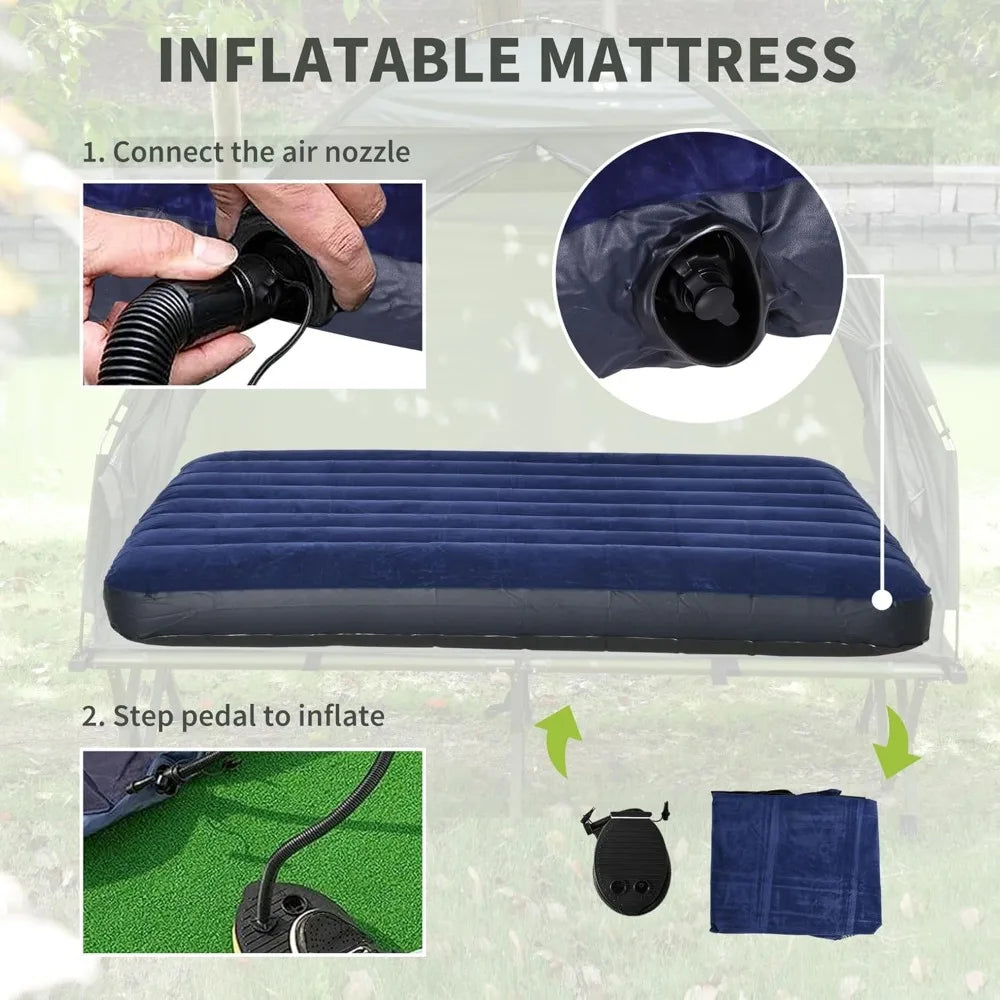 Foldable Camping Cot with Tent and Air Mattress Combo Set