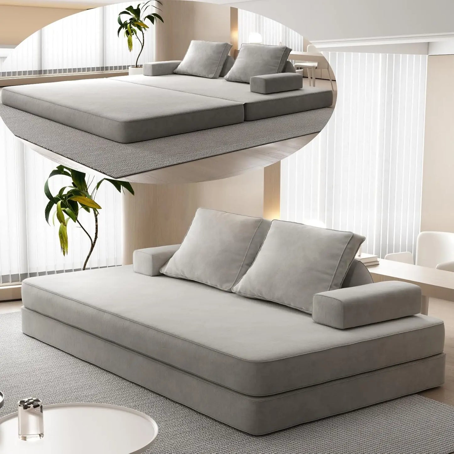 HUANZHUANG 3 In 1 Convertible Sofa Bed For Living Room