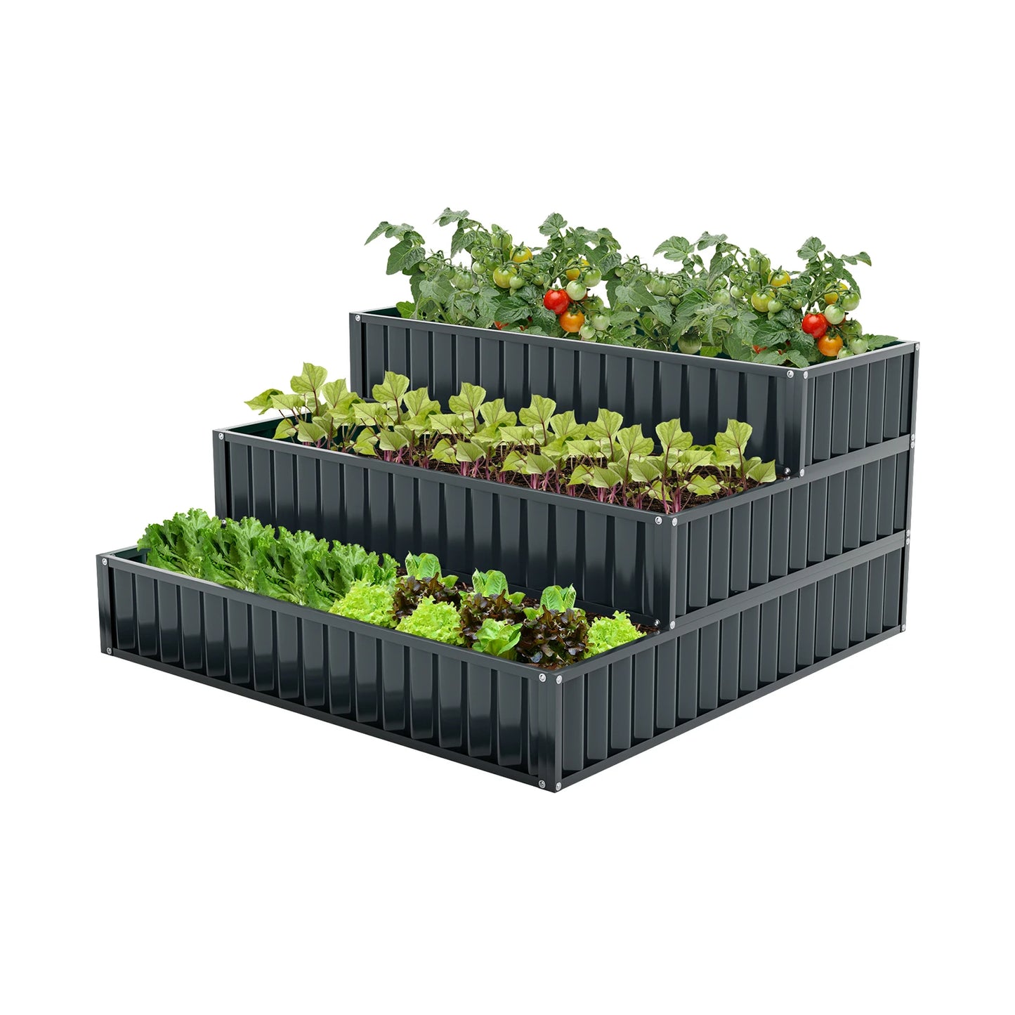 Three Tier Metal Raised Garden Bed Planter Box