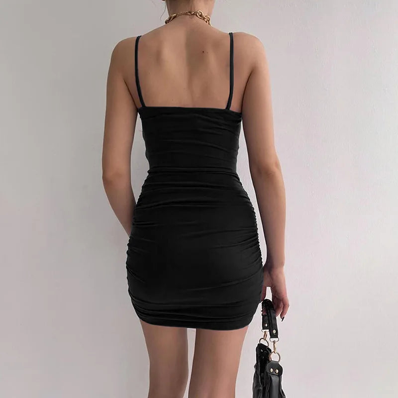 HPYMRTCN Women Spaghetti Strap Bodycon Dress Backless Wrap