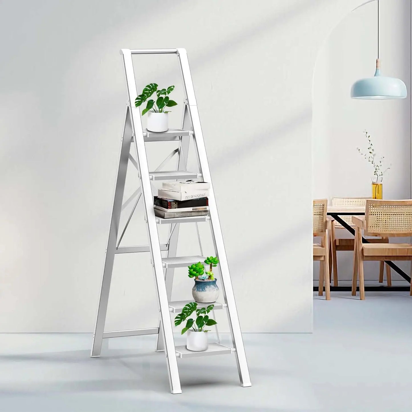 XMSJ Aluminum Folding Ladder With Six Step Handgrip