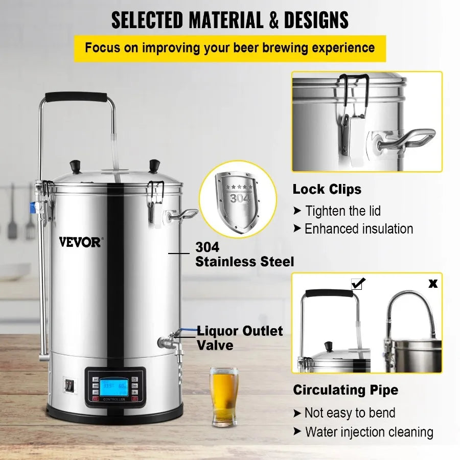 All-in-One Electric Beer Brewing System with Pump and Control Panel