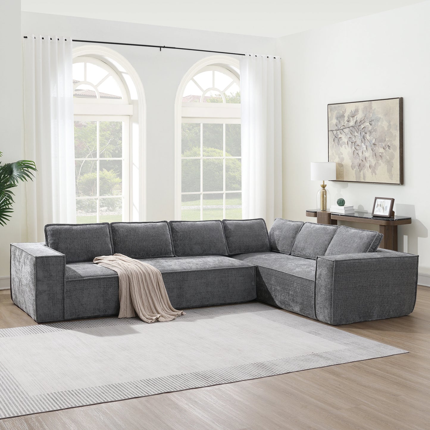 WavesloopCN Minimalist Modular Sectional Sofa Chenille
