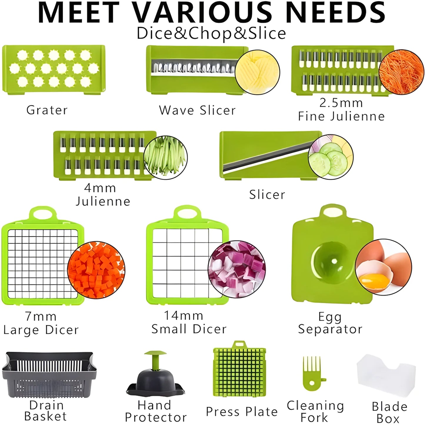 LWLYBH 16 In 1 Kitchen Vegetable Cutter Shredder Grater