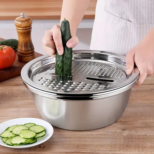 Multi-Function Stainless Steel Vegetable Grater And Drain Basket