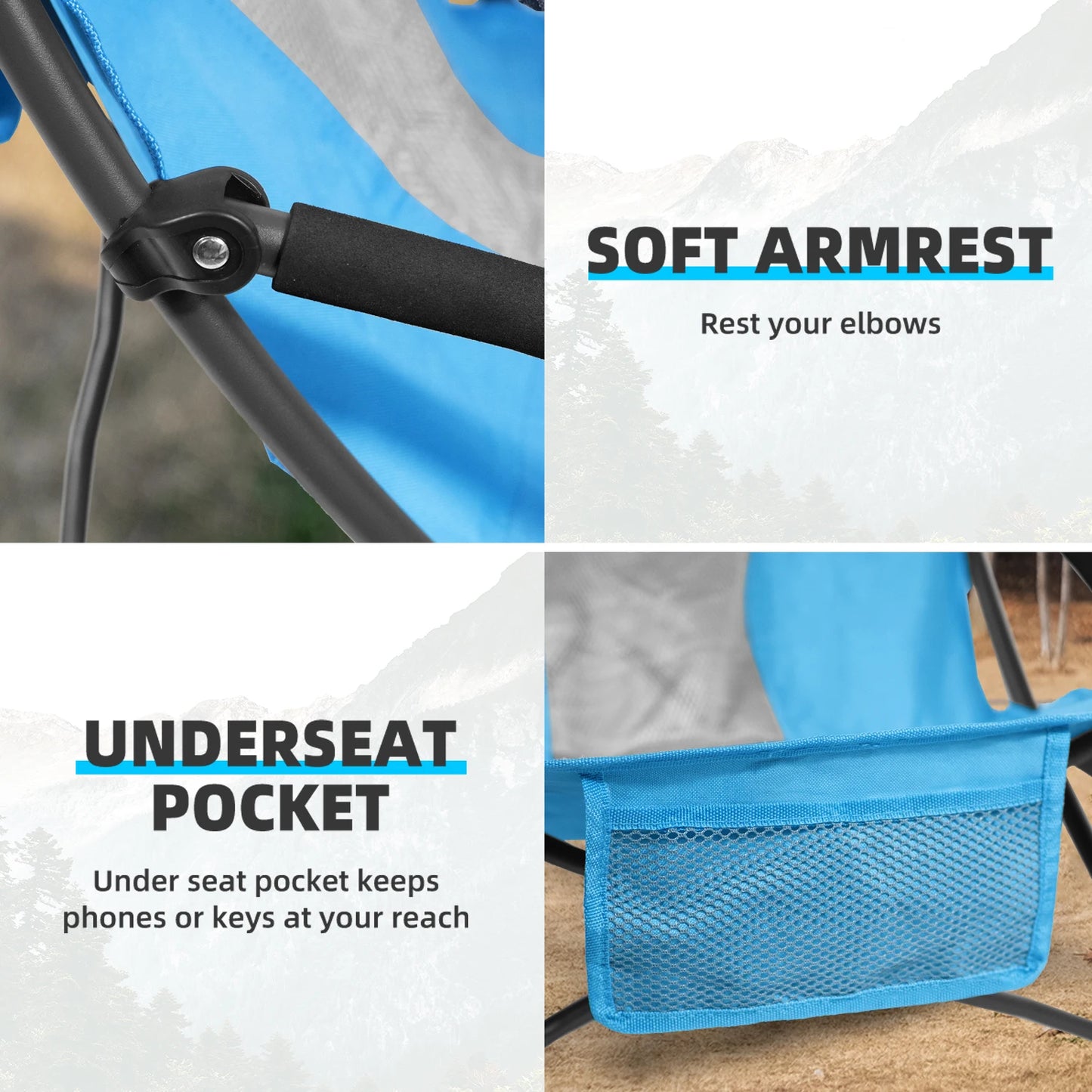 Tisetrail Portable Beach Chair With Cooler Bag Cup Holder