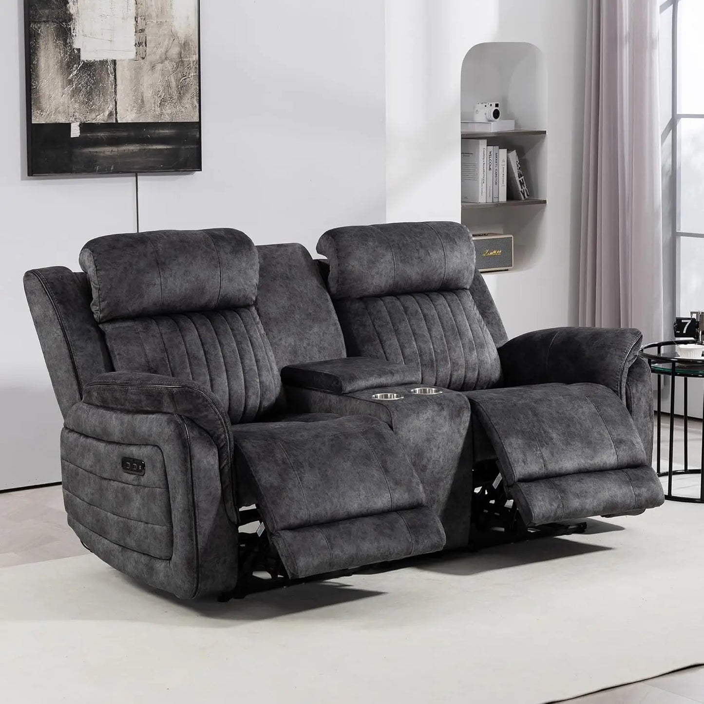 HUANZHUANG Zero Gravity Power Reclining Sofa USB Ports