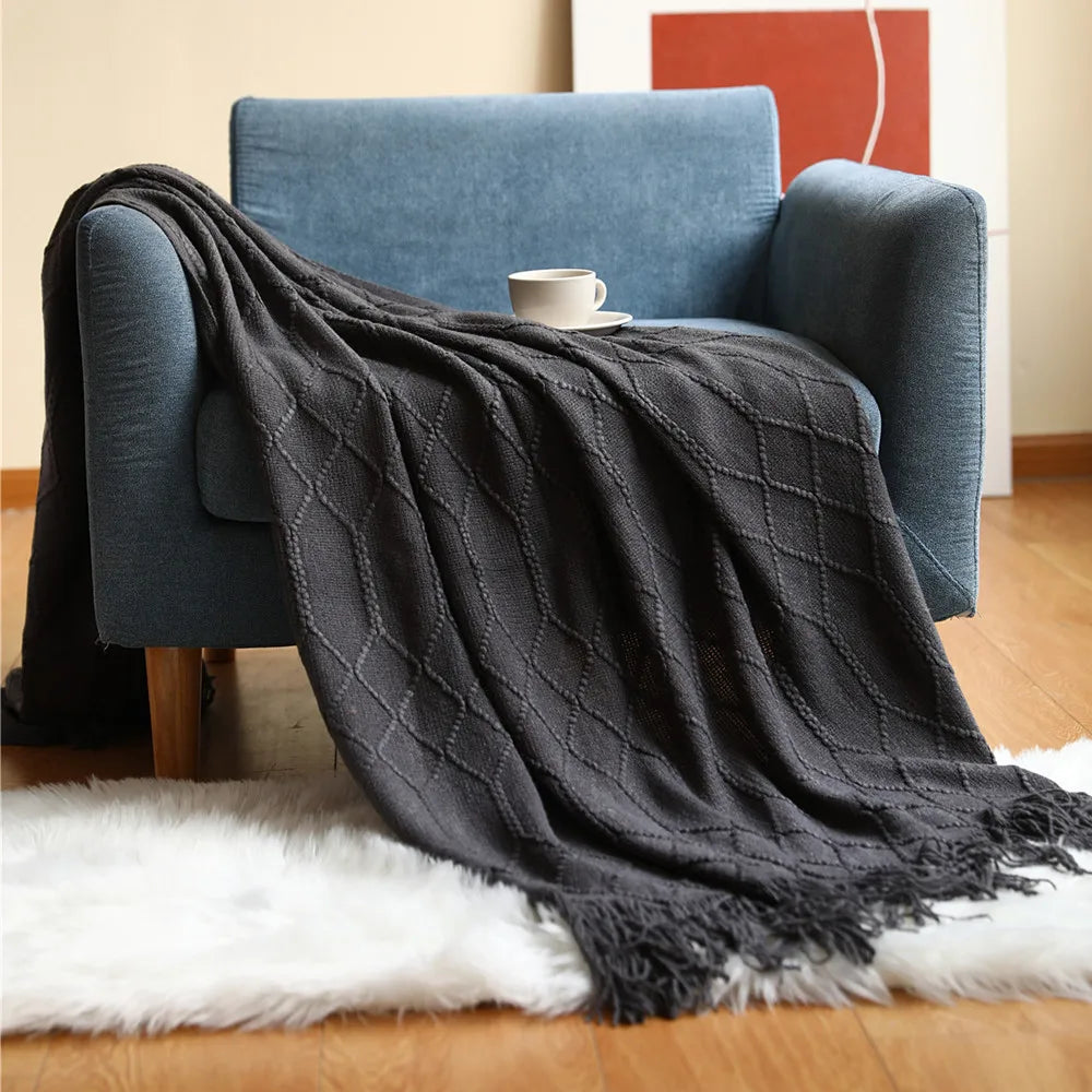 Nordic Stripes Throw Blanket Sofa Cover Bed End Towel Bedroom Decoration Leisure Soft Shawl Warm Boho Decor Bedspread