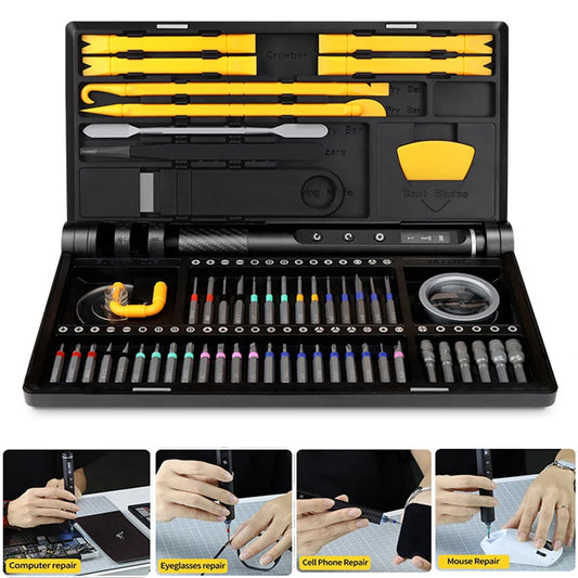 Wireless Rechargeable Screwdriver Set With LED Light Bits