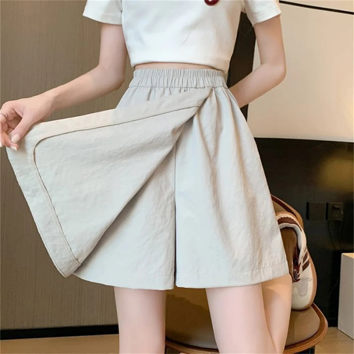 DOHTIH Women High Waist Loose Skirt Shorts