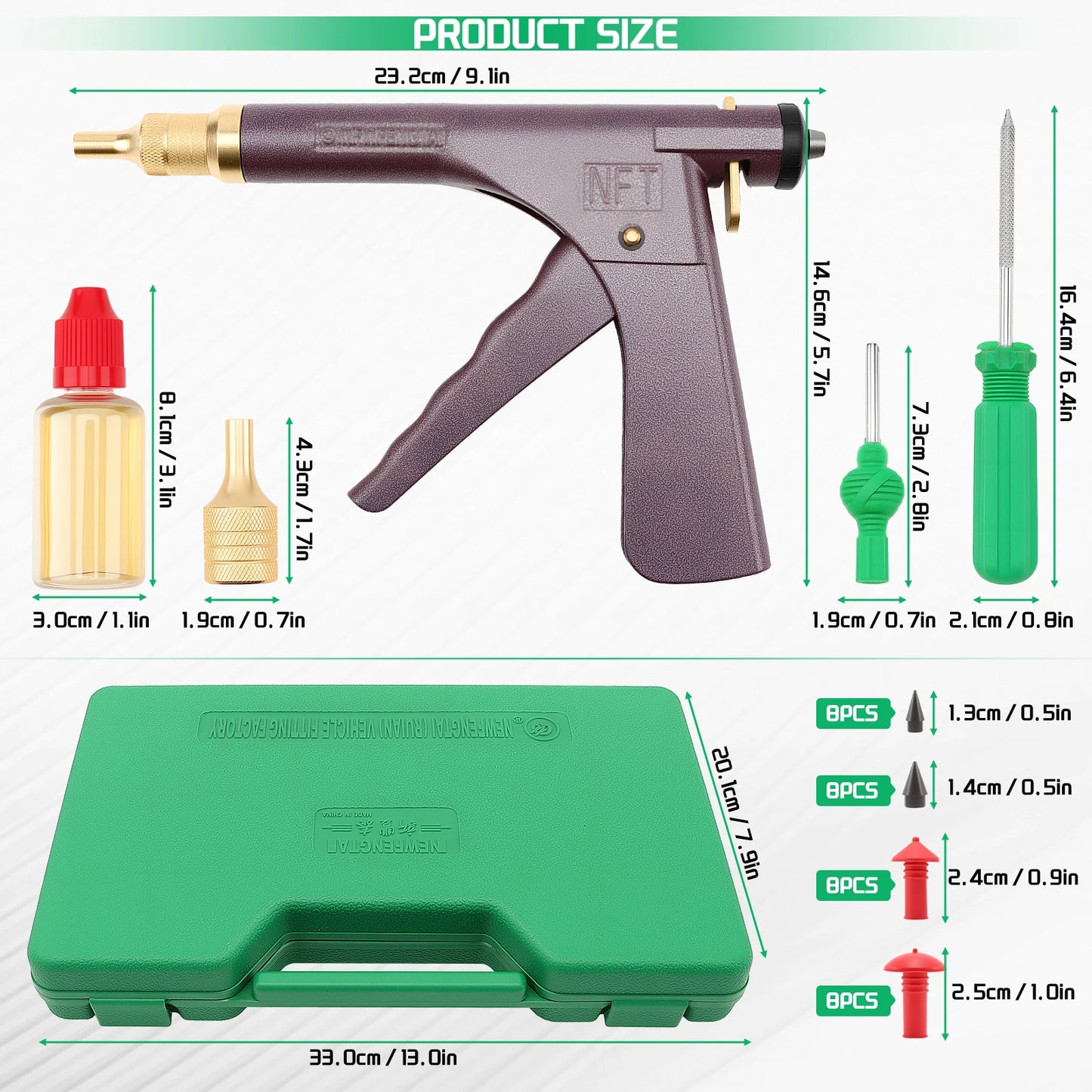 Tubeless Tire Repair Kit For Auto Motorcycle Car Puncture Plug Vacuum Gun