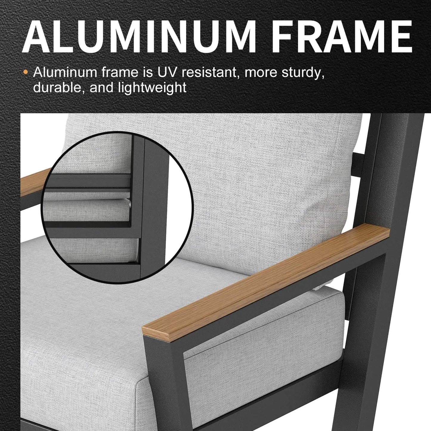 General Aluminum Outdoor Sofa 4 Seats Set With Coffee Table