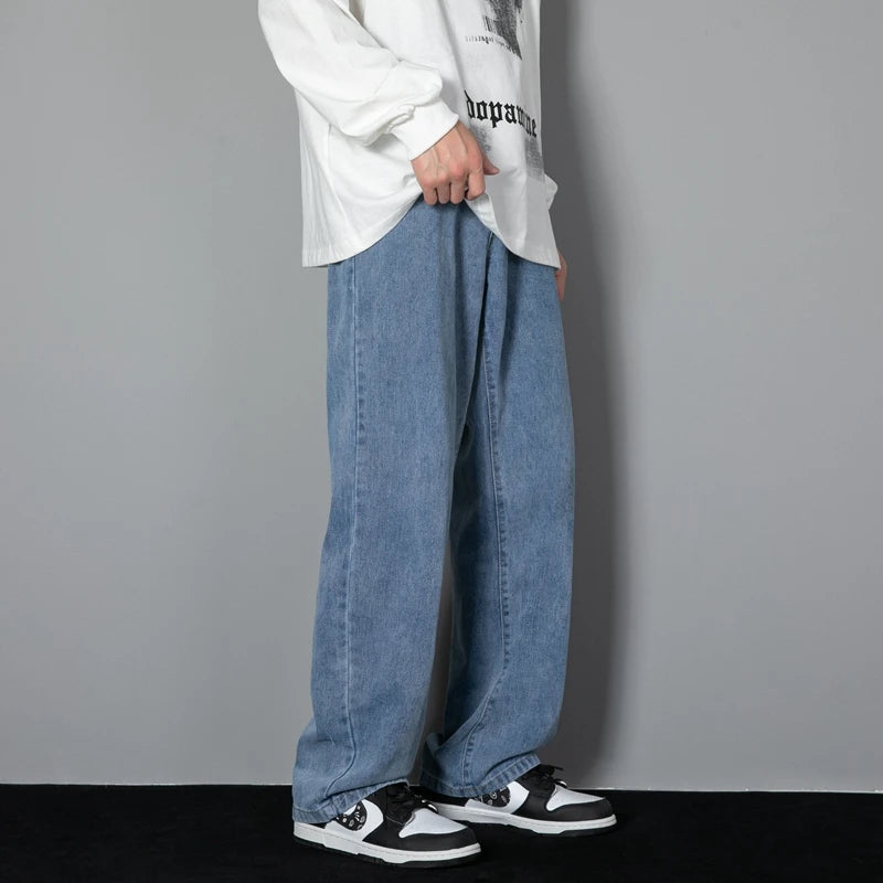 Korean Men's Casual Wide-Leg Jeans for Effortless Style