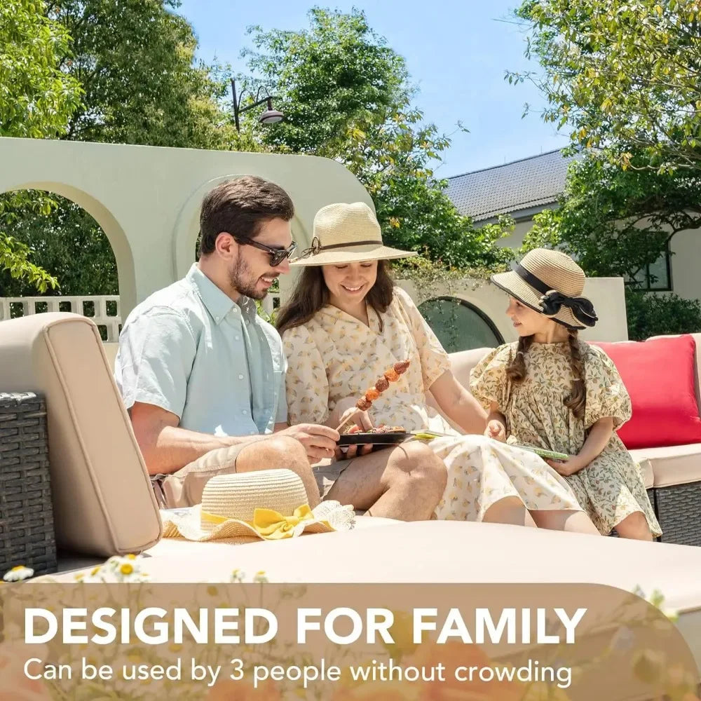 2/5 Pieces All Weather Outdoor Sectional Patio Furniture Set Wicker Rattan Sofa