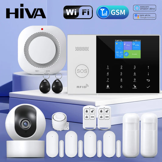 New Wireless Home Alarm System GSM WiFi Motion Sensor Detector Burglar Alarm Tuya SmartLife App Garden Home Alarm PG105