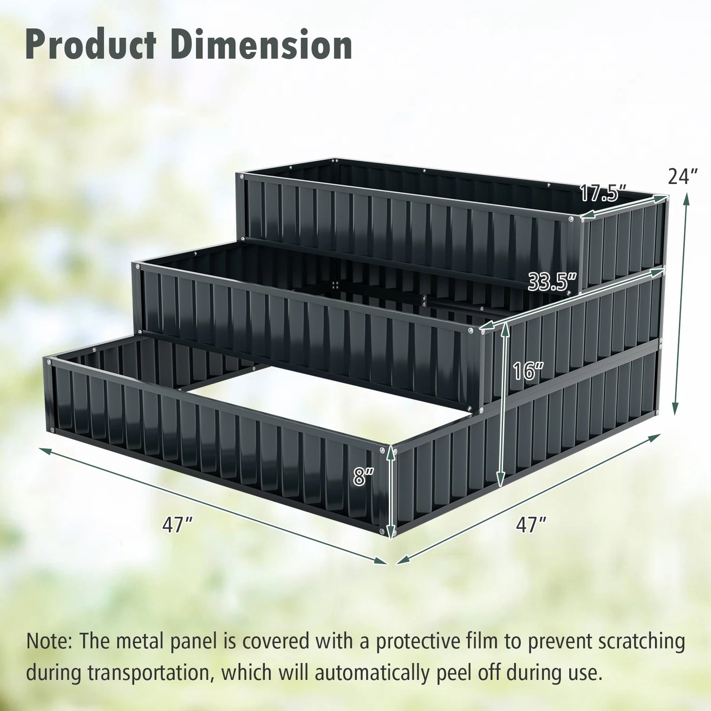 Three Tier Metal Raised Garden Bed Planter Box