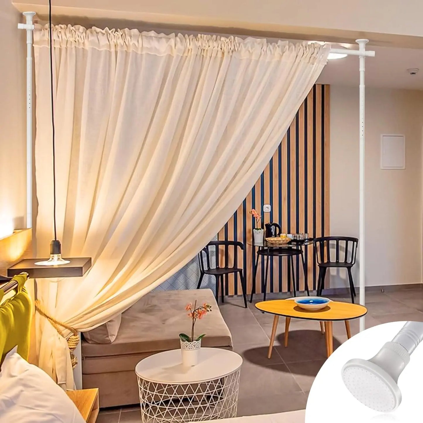 Heavy Duty No Drill Room Divider Curtain Rod System