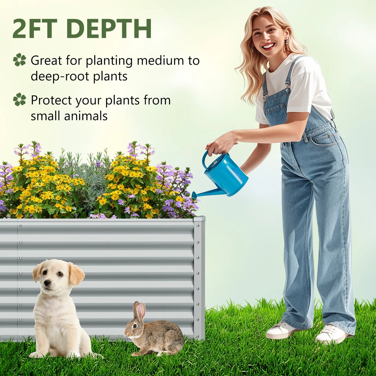 Raised Garden Bed Metal Planter Box for Herbs and Vegetables