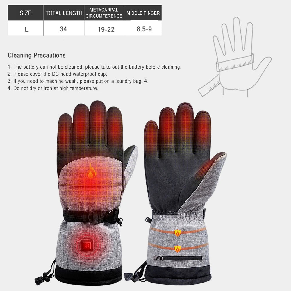 HOSPORTCN Winter Electric Heated Gloves USB Charging Waterproof