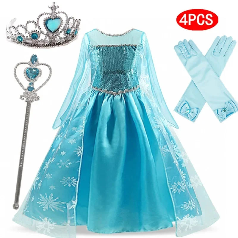 Girls Snow Queen Elsa Costume for Carnival Party Fun