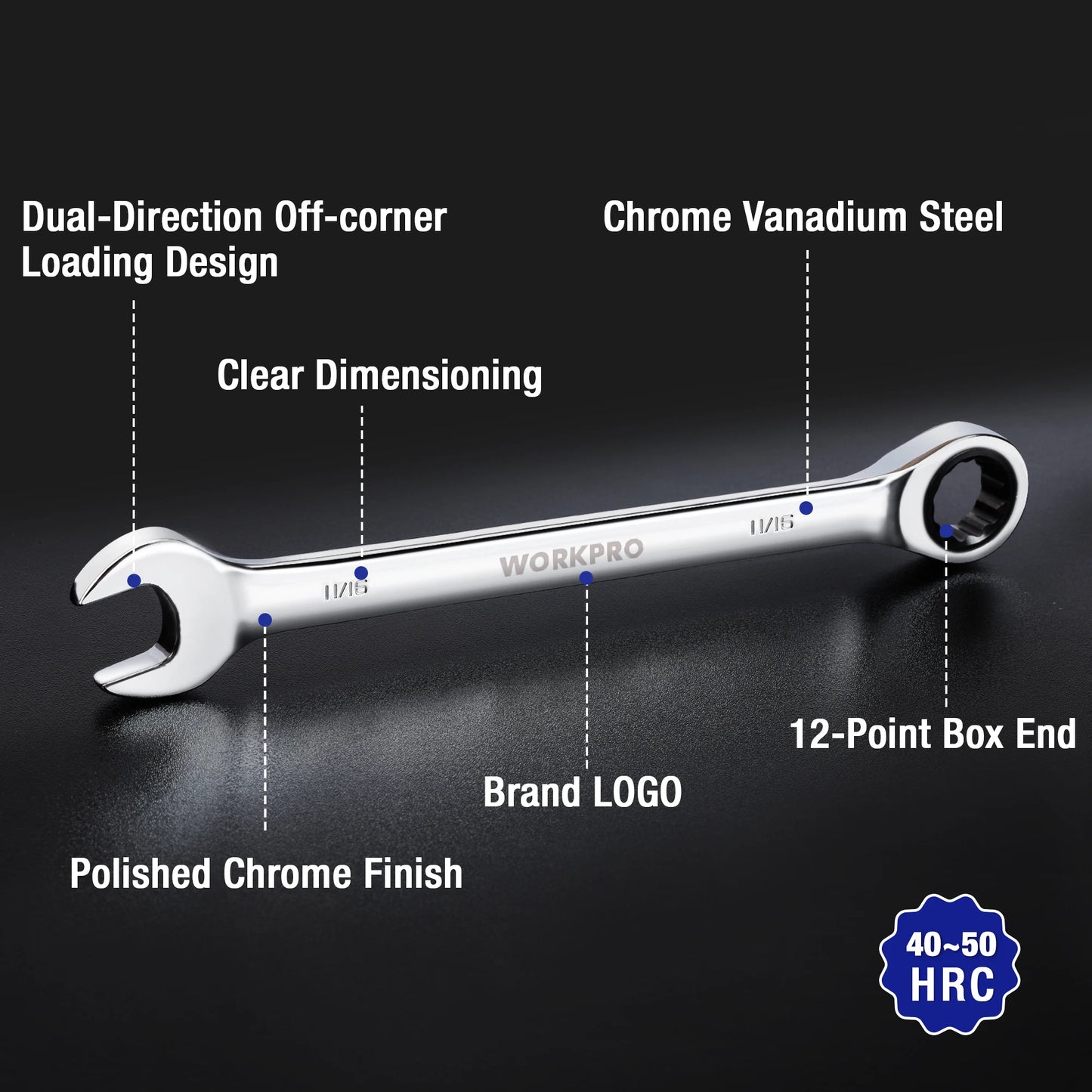 WORKPRO 23 Piece Ratcheting Wrench Set Durable Box Included